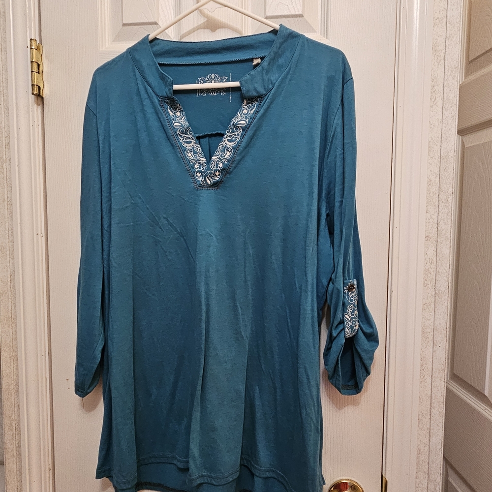 Teal Embroidered Women's Tunic